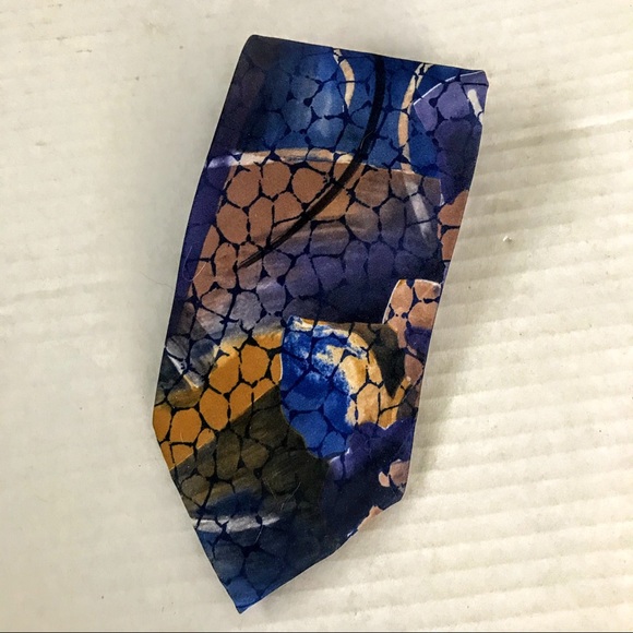Oleg Cassini Tie Blues Purple Brown Abstract Swirl Polyester - Picture 14 of 16
